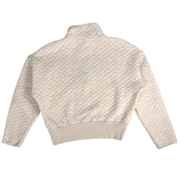 Quilted Quarter Zip Sweatshirt Banana Republic Factory Oatmeal Heather - Picture 6 of 14